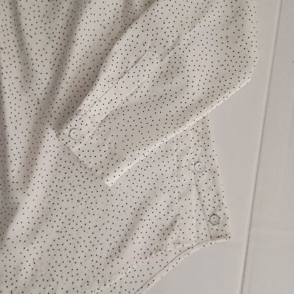 Rag and Bone Silk White with Black Gray Dots Off-Shoulder Shirt Woman’s Size XS - Picture 5 of 15